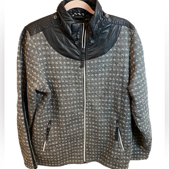 Luhta Wool Blend Full Zip Jacket Women’s Size XXL Gray Black Quilted Trim - Picture 2 of 14